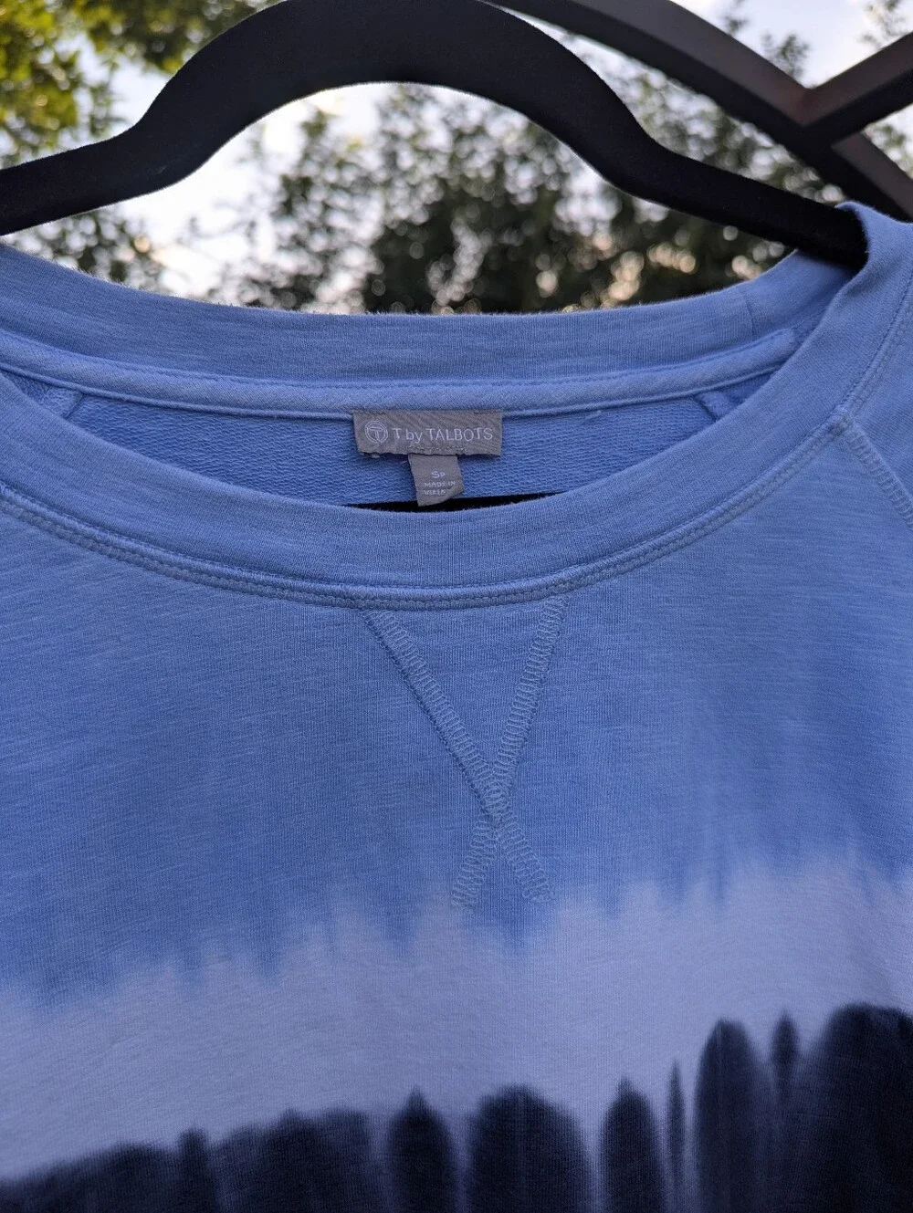 Ombre Tie Dye Side Tie Top S Coastal Cottagecore Cozy Weekend Crewneck - Picture 15 of 17